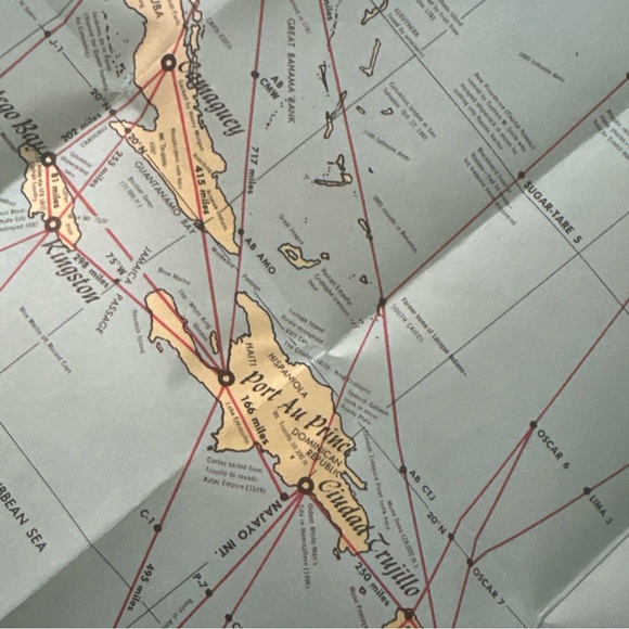 Vintage PAA Pan American Am Flight Map New York and Caribbean 1950’s - Picture 8 of 10